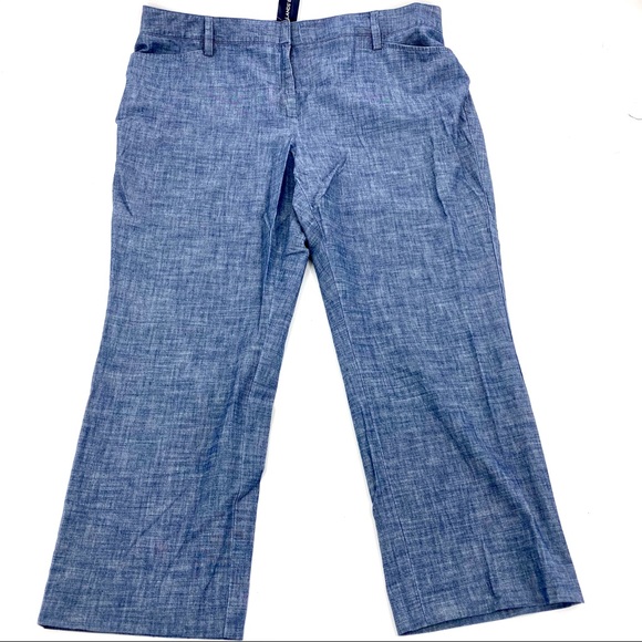Lands' End Pants - Land’s End chambray cropped slim straight pant NWT